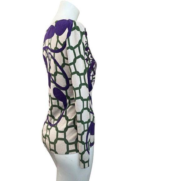 Vertigo Paris Womens Small Button Cardigan Sweater Grape Geometric NWT $160 - Picture 3 of 6